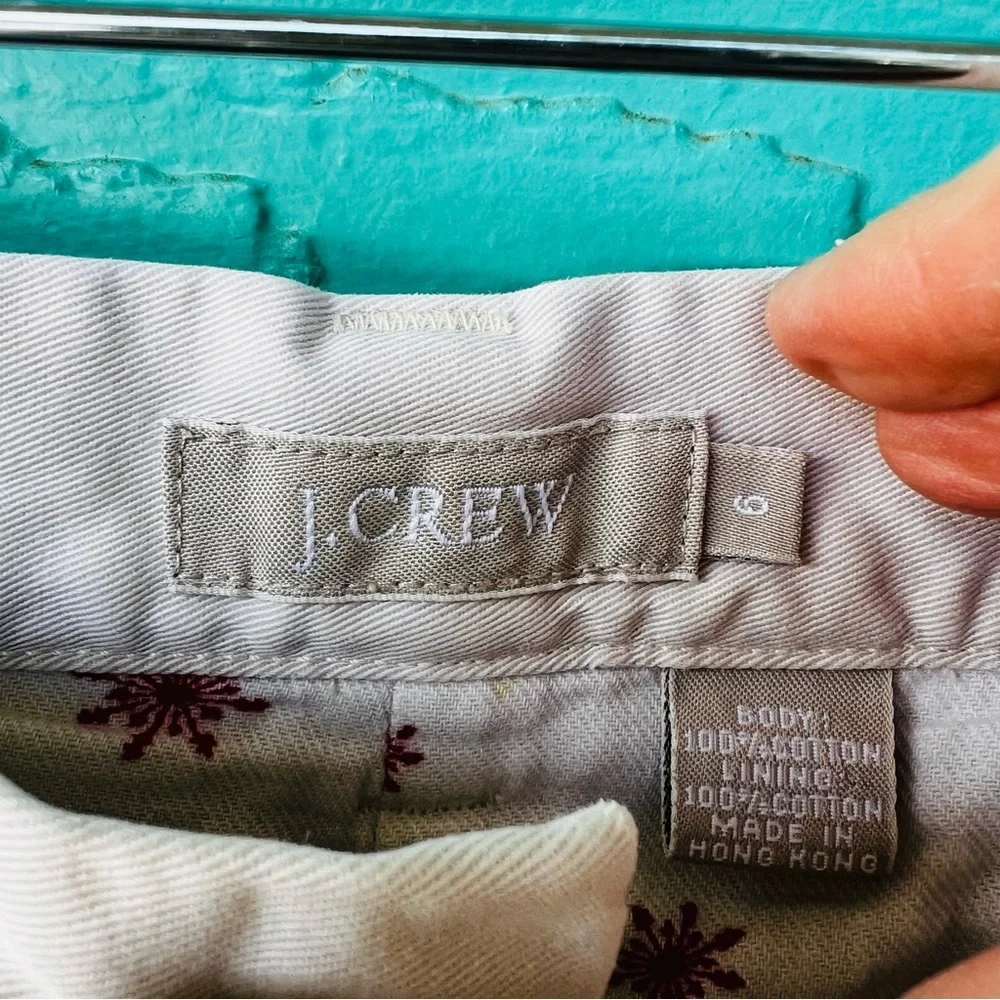 J.CREW COTTON LINED KHAKI STRAIGHT LEG CHINO PANTS SIZE 6 MADE IN HONG KONG